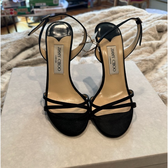 Jimmy Choo Black Satin Heels - Picture 1 of 6
